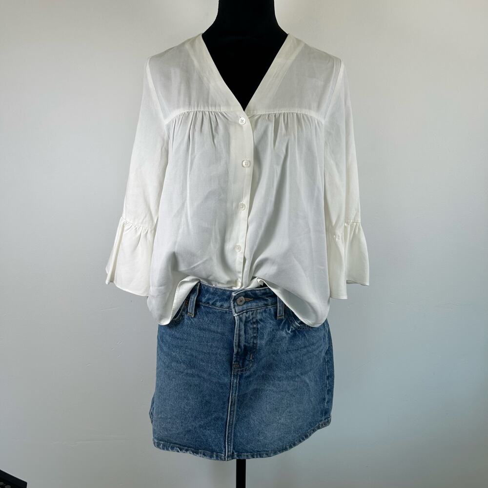 Madewell Veranda Bell Sleeve White Button-Up Top, Sz XS